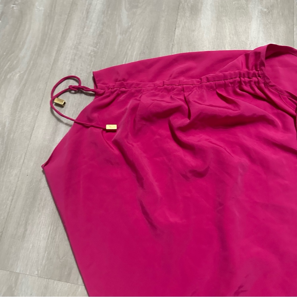 Vince Camuto Hot Pink Ruched Drawstring Sleeve Blouse Sz 4 - Picture 4 of 9